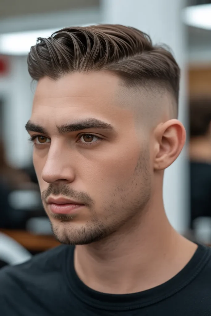 Short Comb Over with Skin Fade