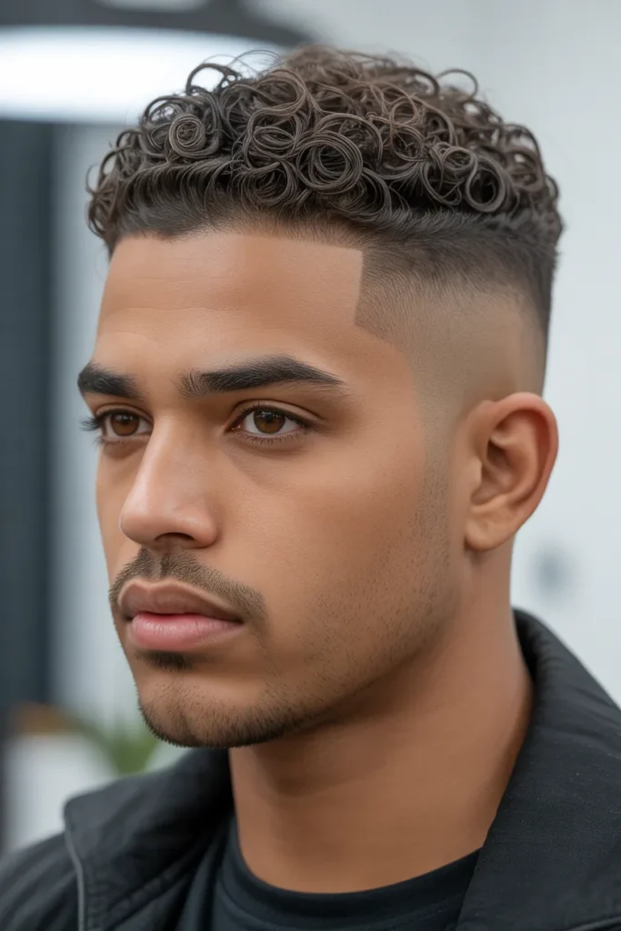 Short Curly Top Fade