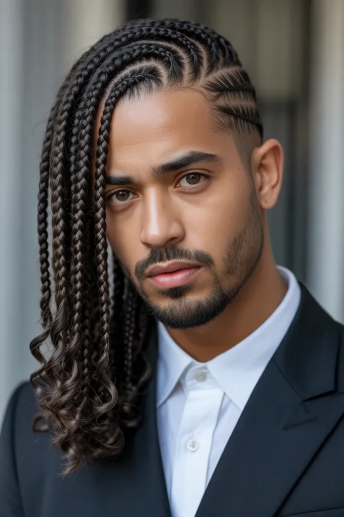 Side-Swept Box Braids