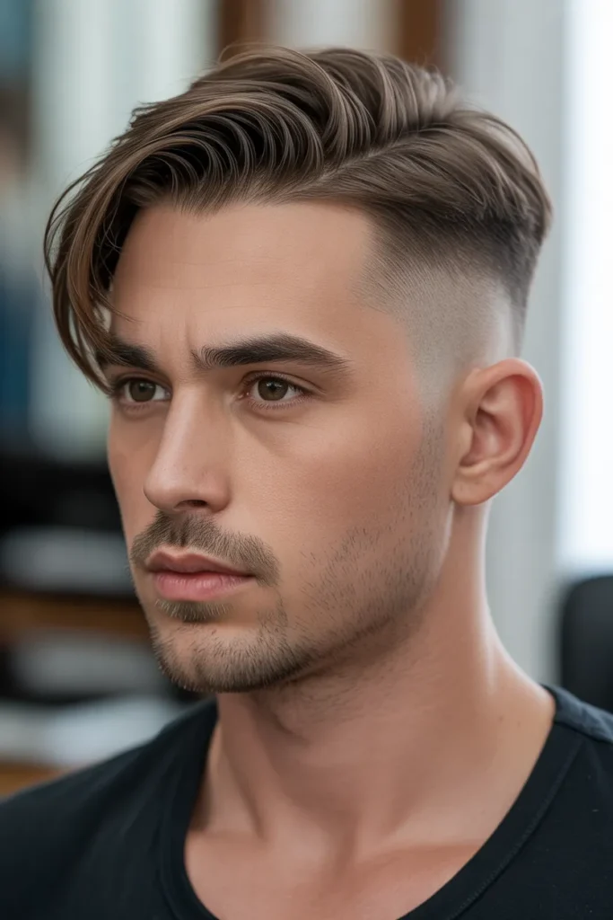 Side Swept Top with Taper Fade