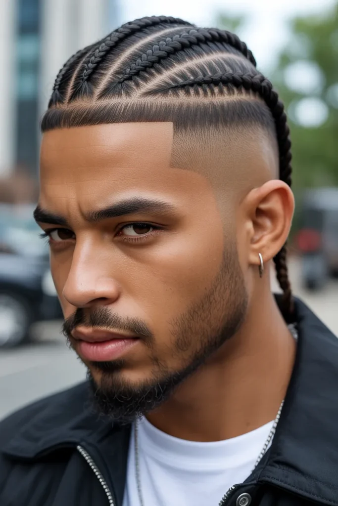 Skin Fade with Box Braids Top