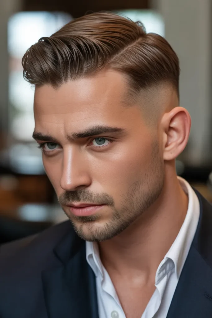 Sleek Comb Over with Tapered Sides