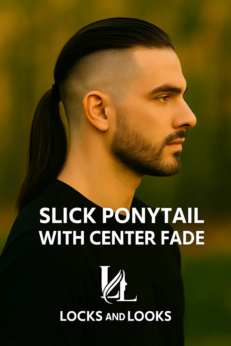 Slick Ponytail with Center Fade