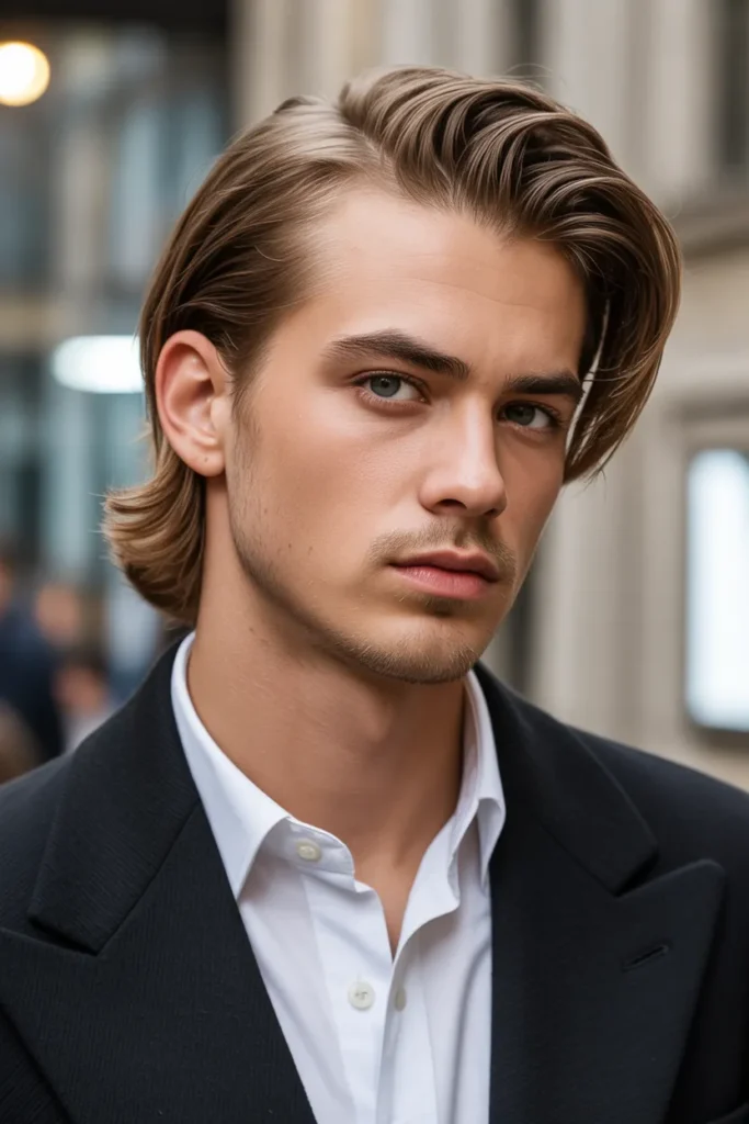 Slicked-Back Mid-Length Hair