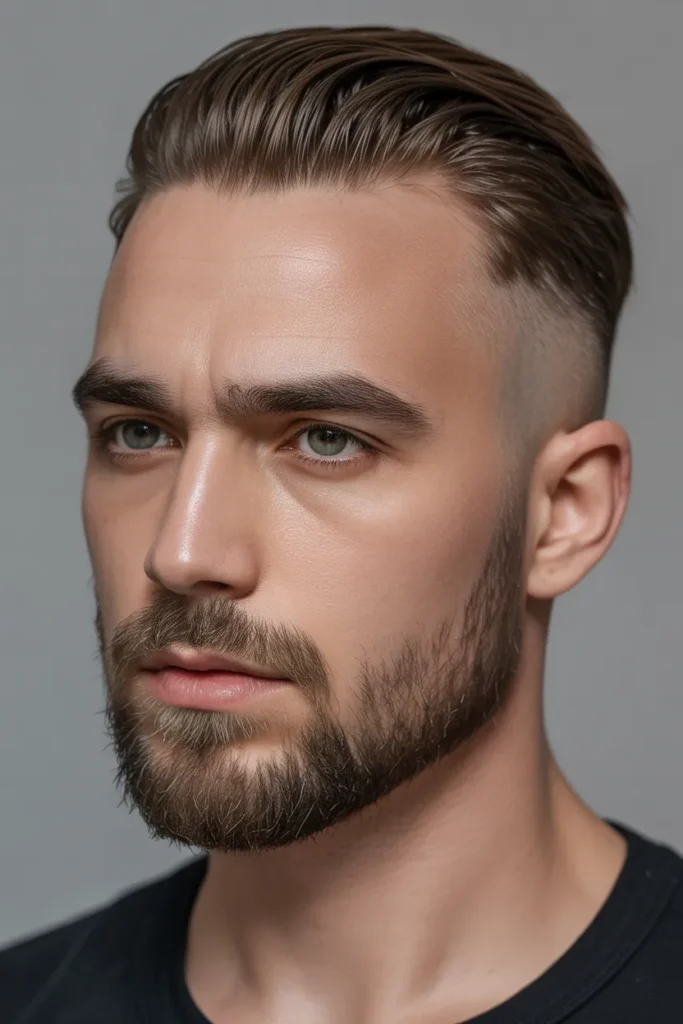 Slicked Back Taper with Beard Fade