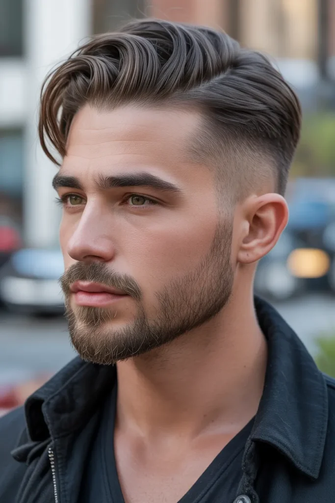 Soft Comb Over with Tapered Beard