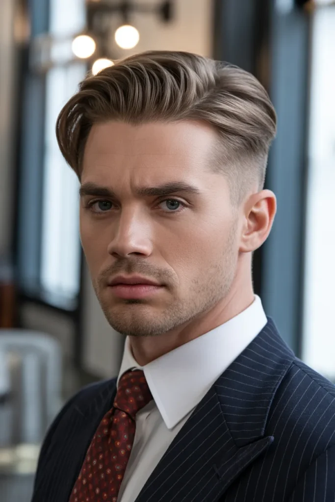 Soft Comb Over with Tapered Sides