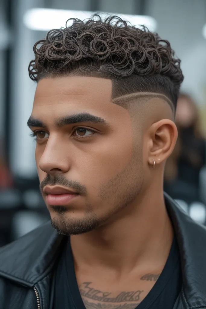 Sponge Curls with Low Taper Fade