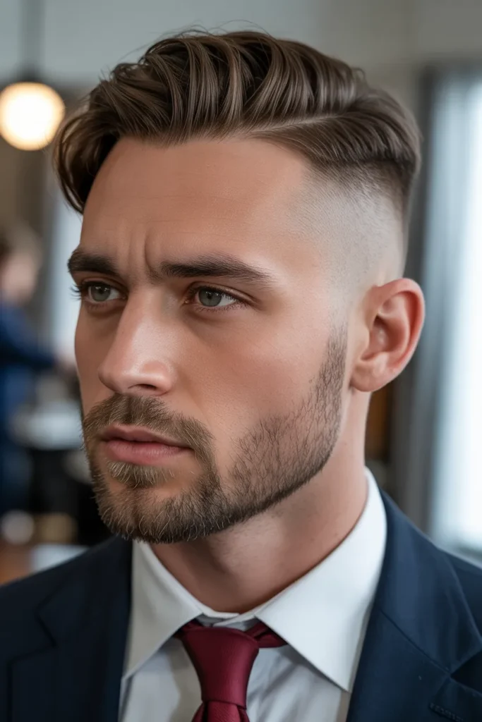 Tapered Side Part with Beard Blend