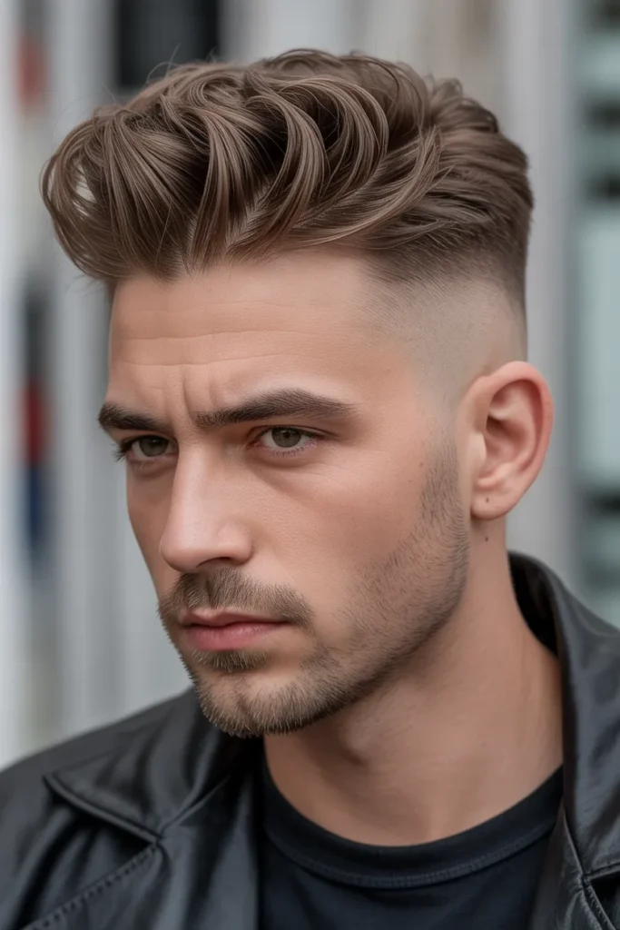 Textured Quiff with Mid Fade