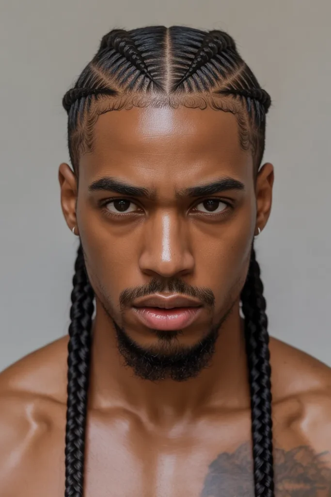 Two Braids Cornrow Style