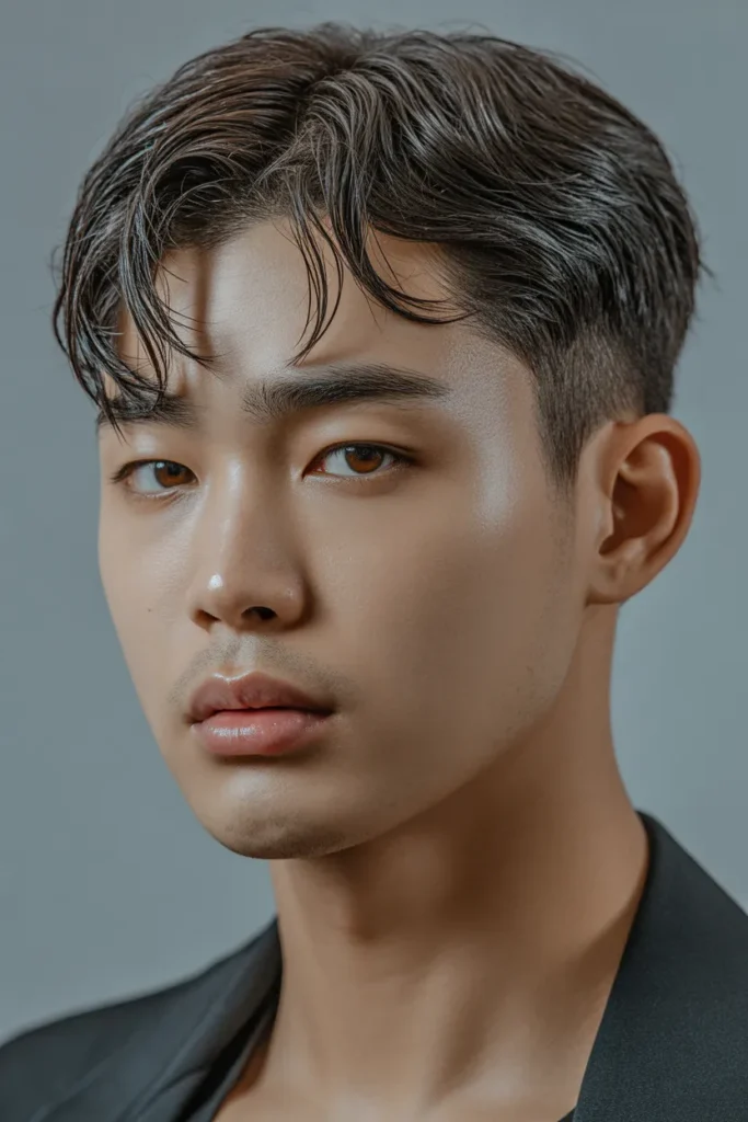 Wet Look with Side Part