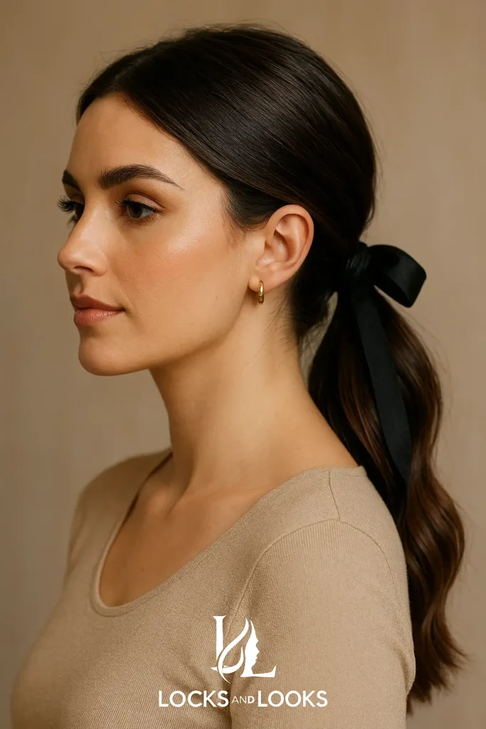 Low Ponytail with Ribbon