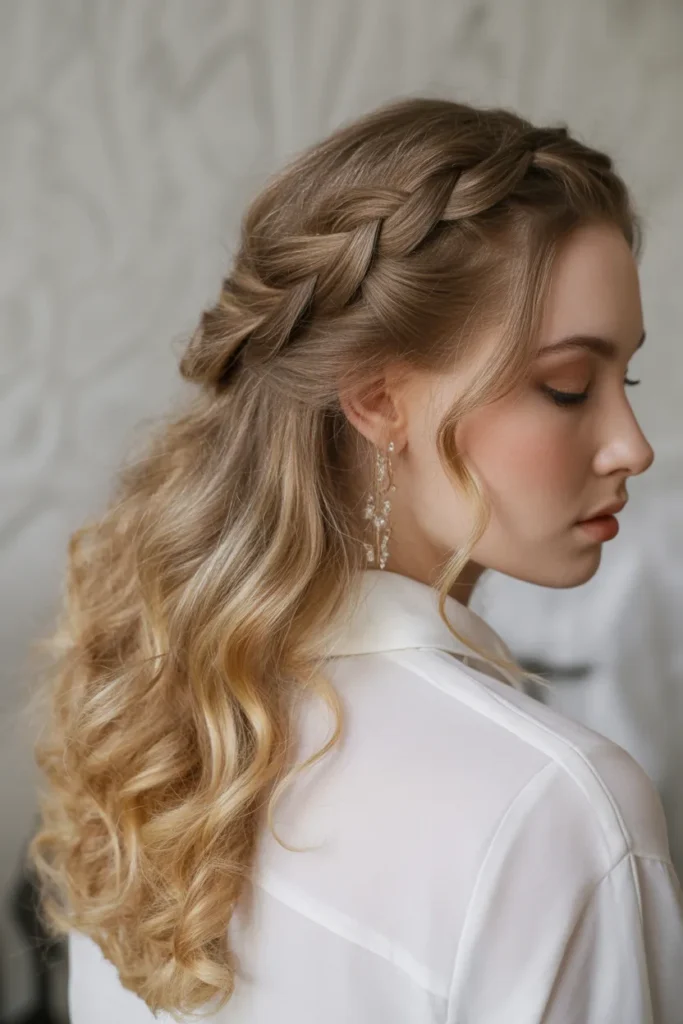 Waterfall Braid with Curls