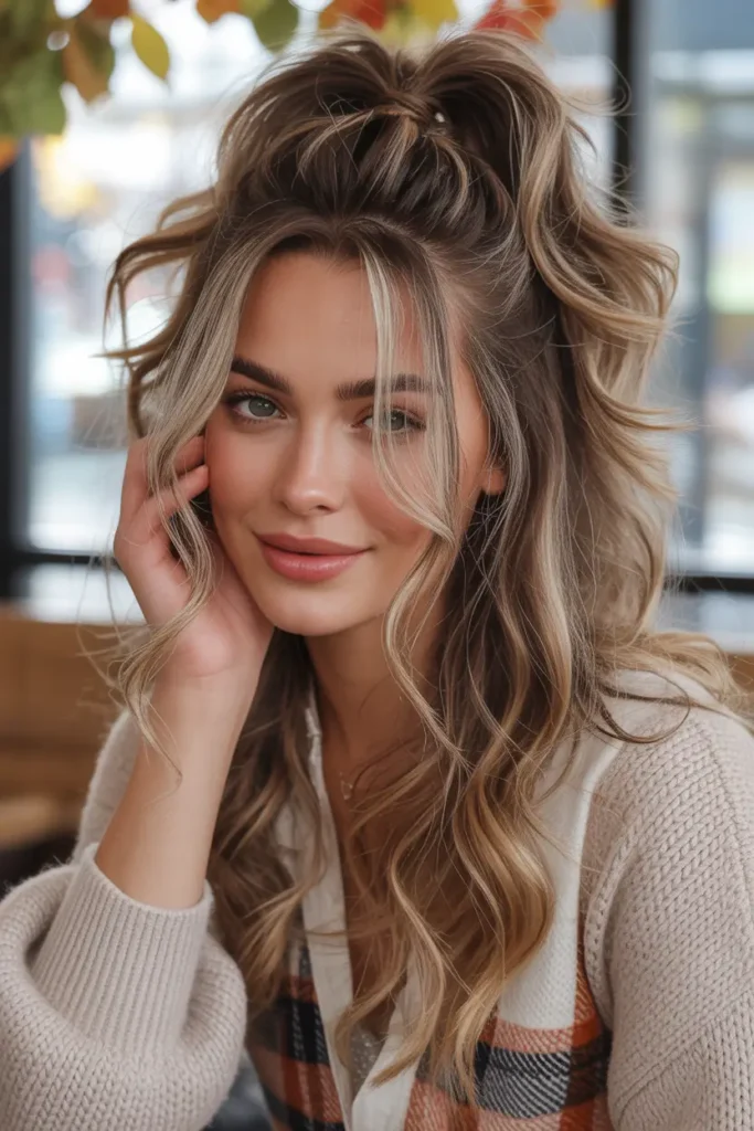 Half-Up Ponytail Messy Style