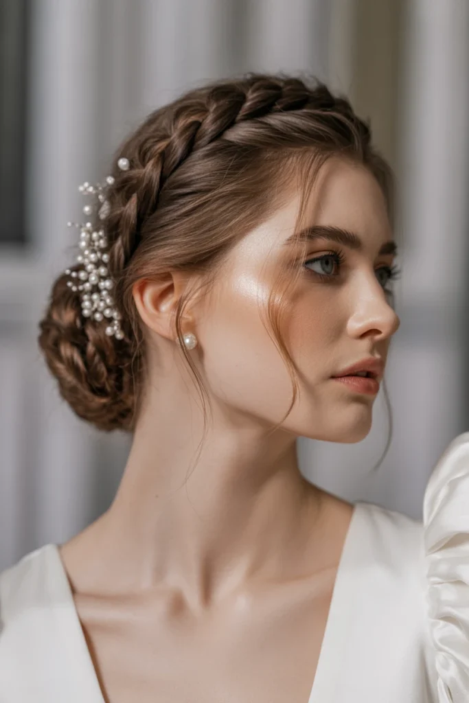Braided Bun with Pearl Pins