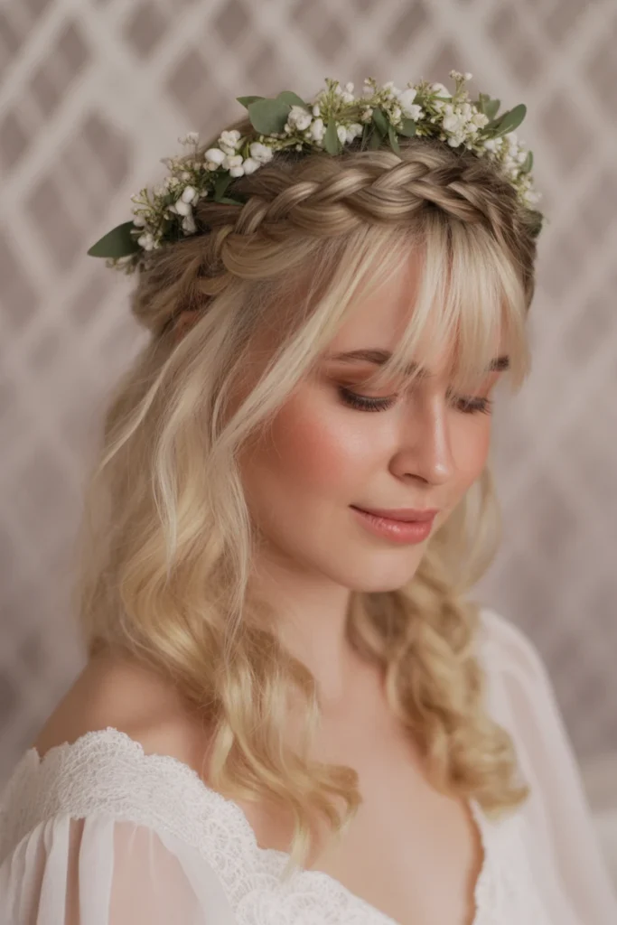 Braided Crown with Wispy Bangs