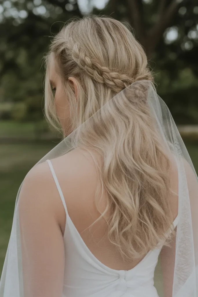 Braided Half-Up Style with Veil