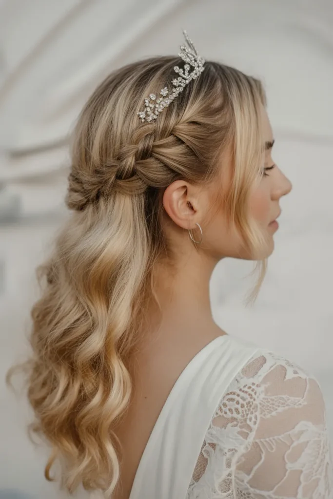 Braided Half-Up Waves with Tiara
