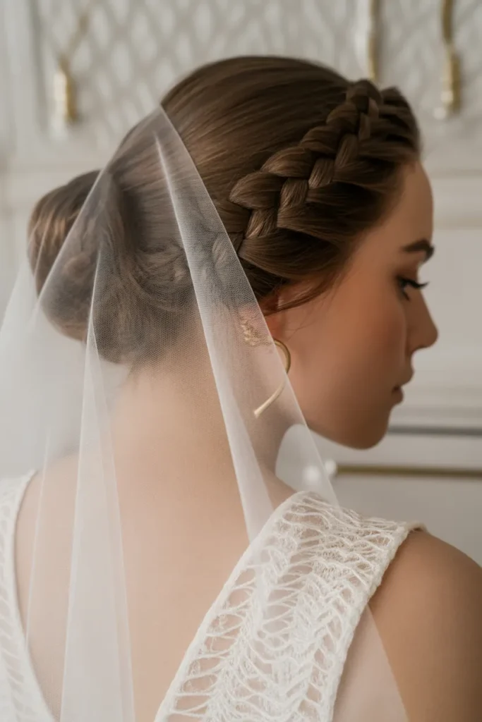 Braided Low Bun with Veil