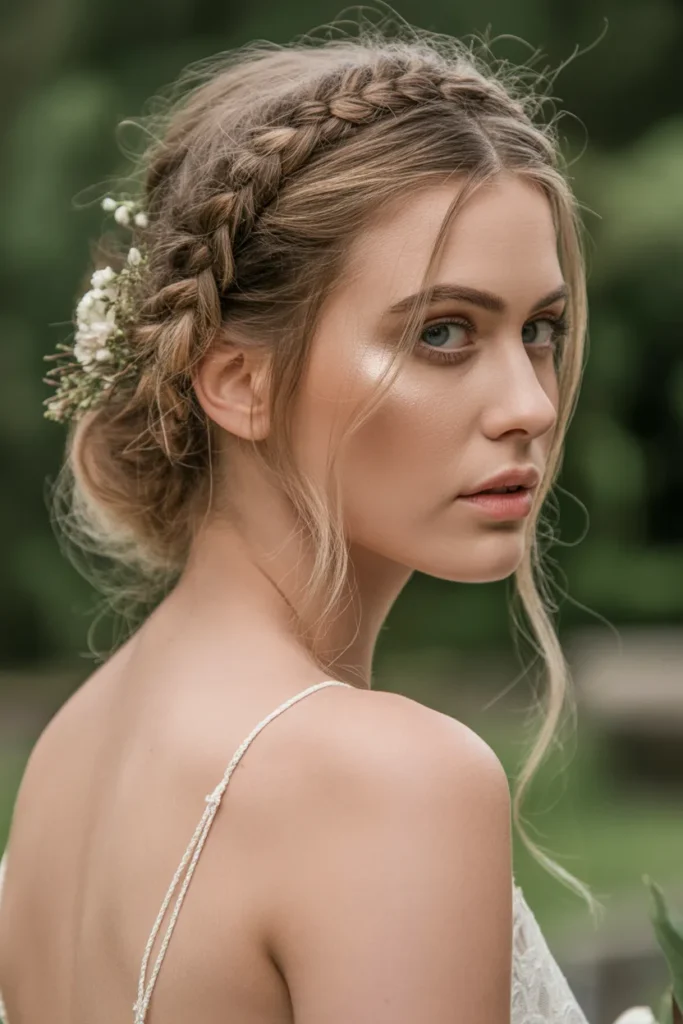 Braided Updo with Floral Accents
