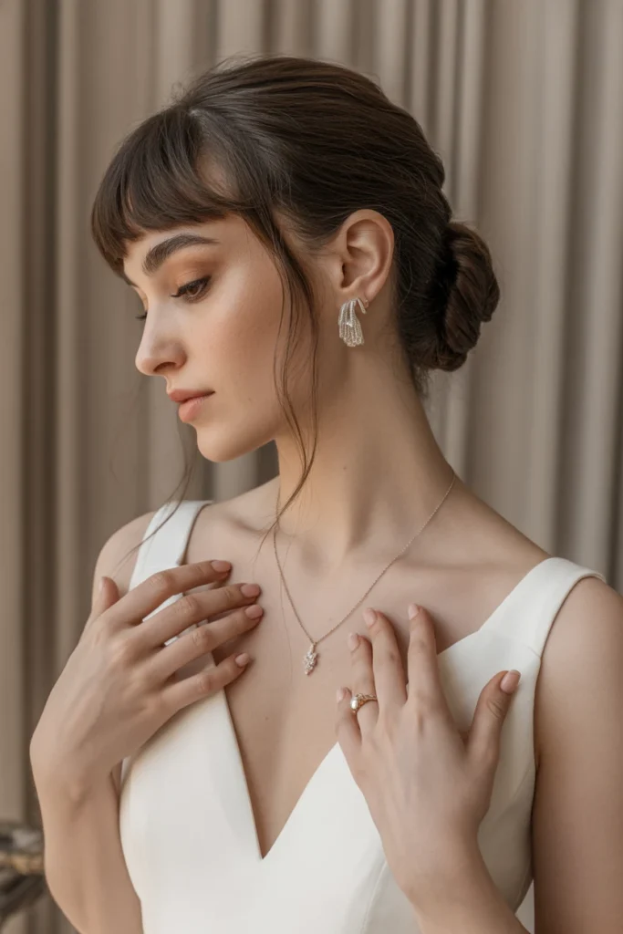 Classic French Twist with Blunt Bangs