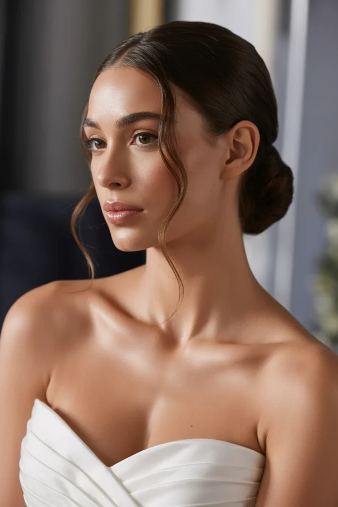 Classic Low Bun with Soft Tendrils