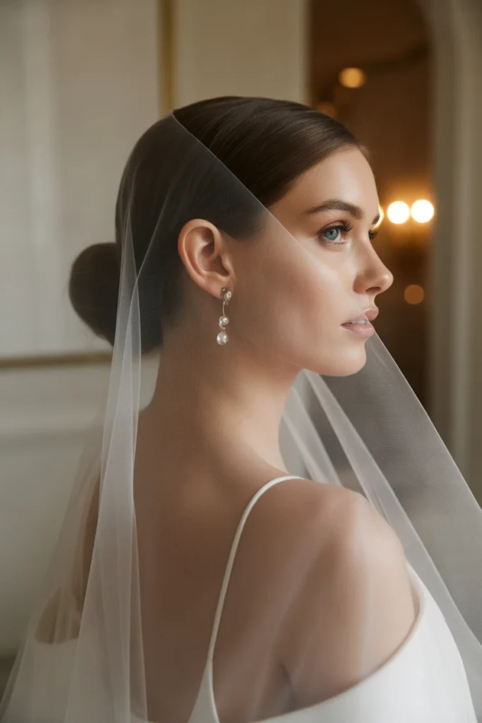 Classic Low Chignon with Veil