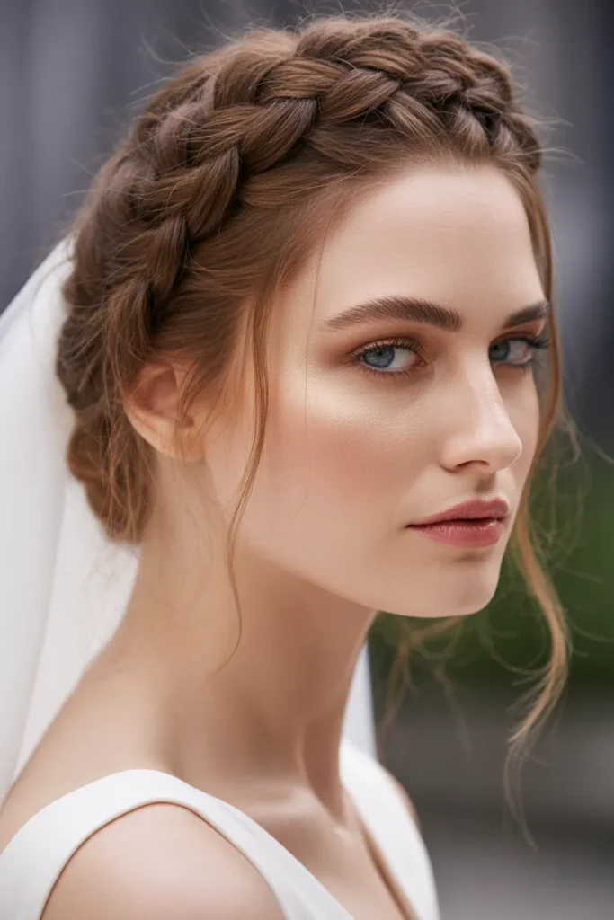 Crown Braid Wedding Hairstyle