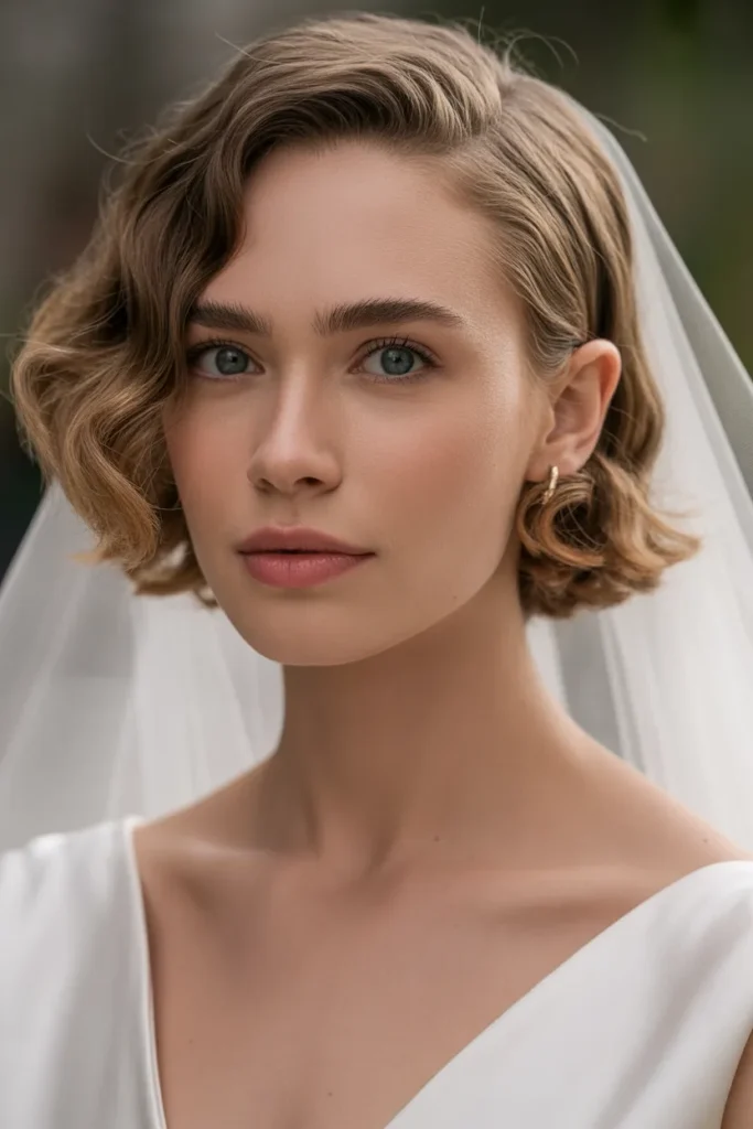 Curled Bob with Veil