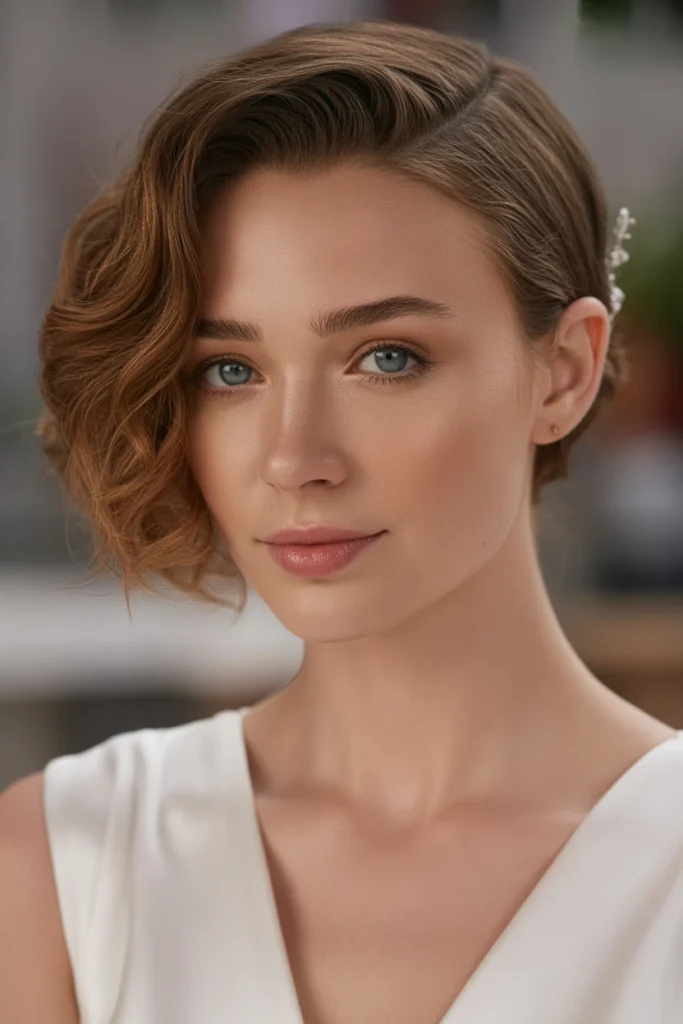 Curled Lob with Half-Up Pins