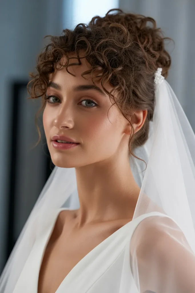 Curly Bun with Veil