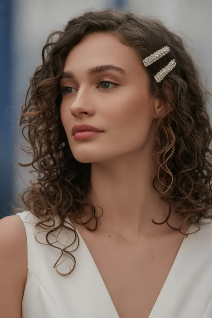 Curly Hair with Decorative Clips