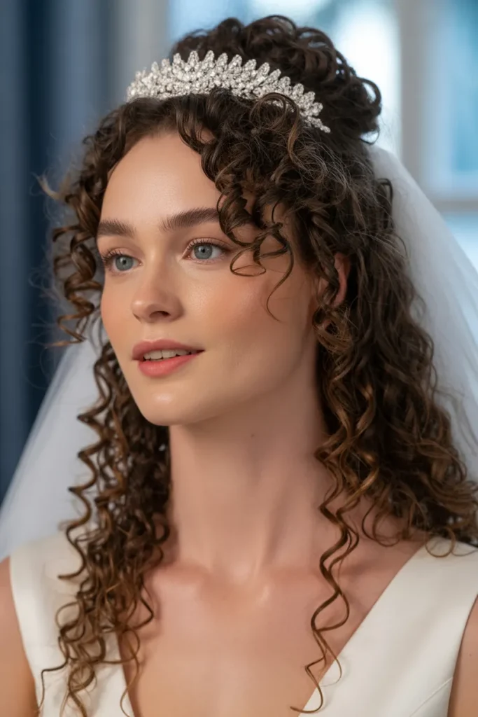 Curly Half-Up with Tiara