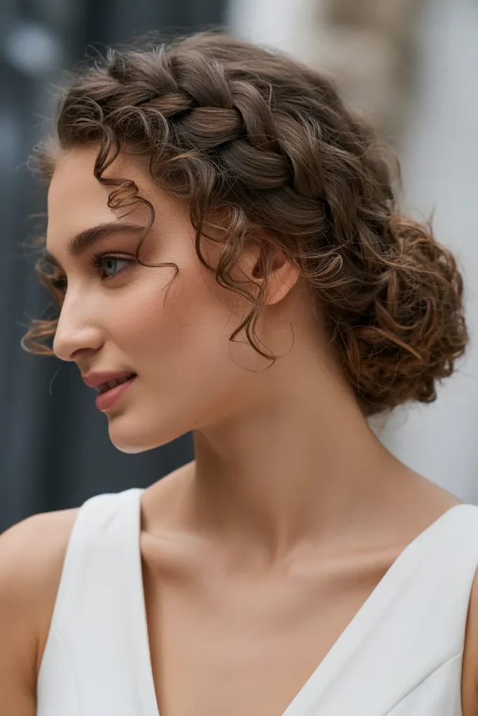 Curly Low Bun with Braids