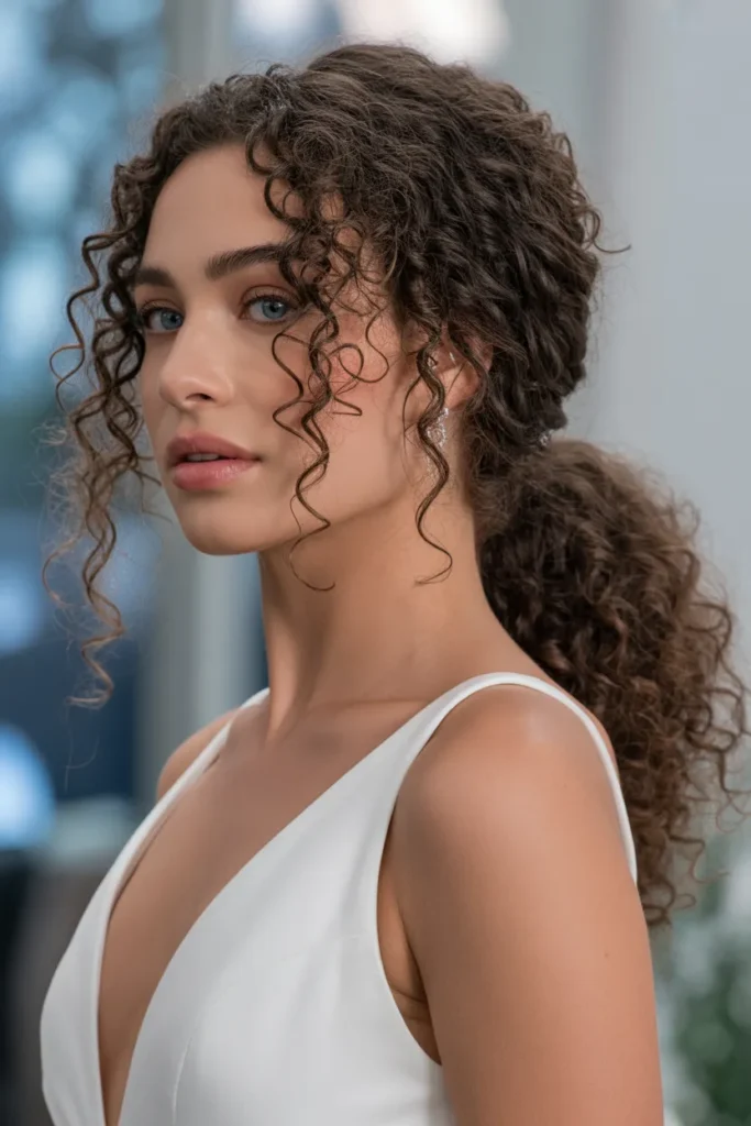 Curly Low Ponytail with Volume