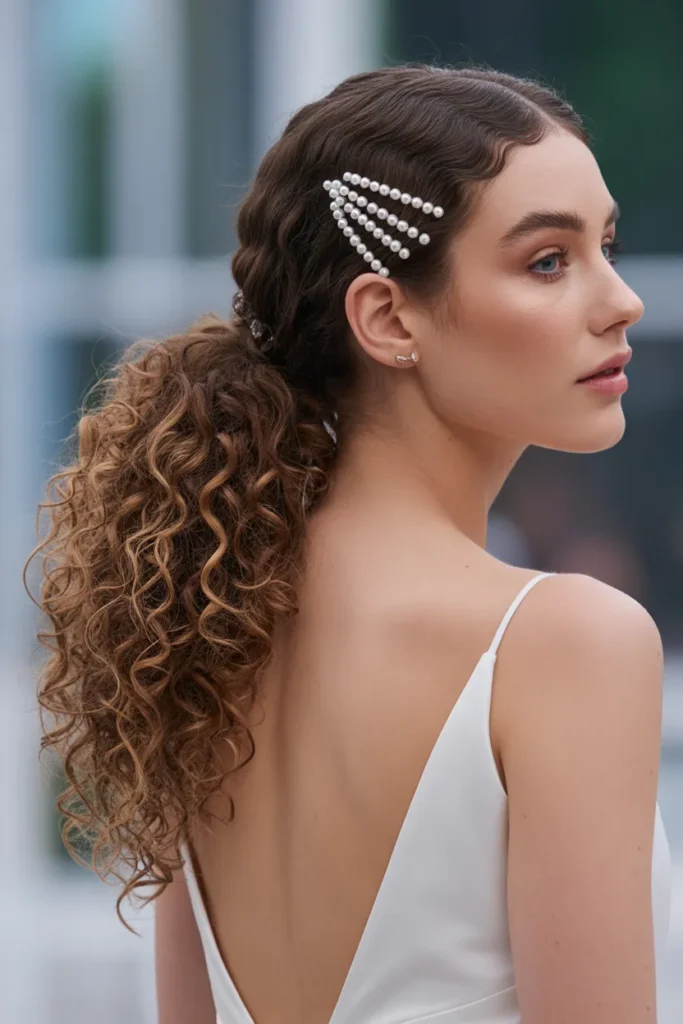 Curly Ponytail with Accessories