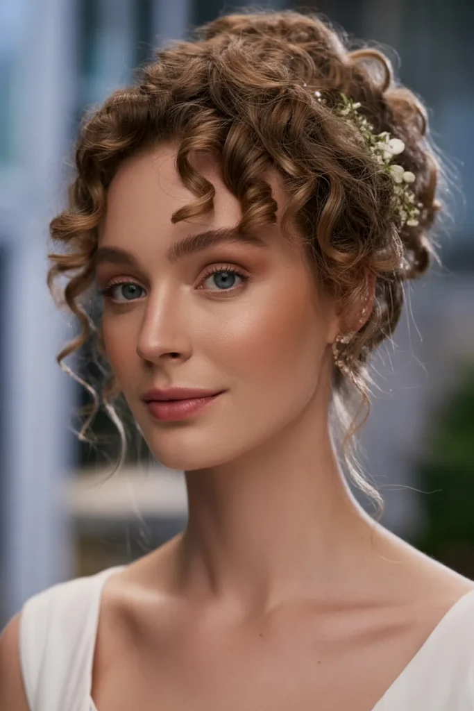 Curly Updo with Floral Pins
