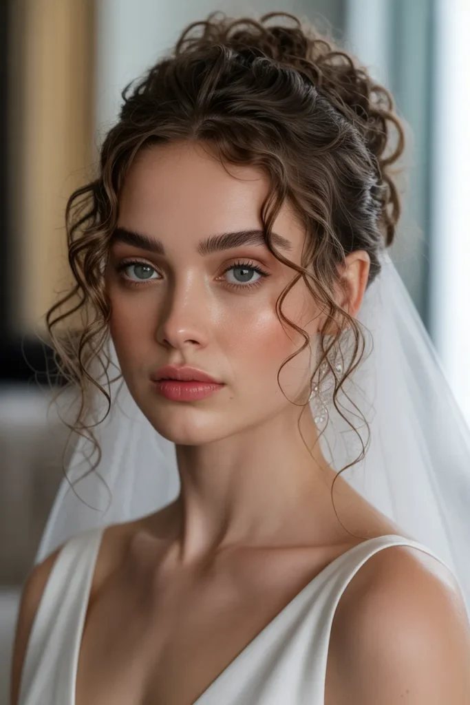 Curly Updo with Loose Tendrils