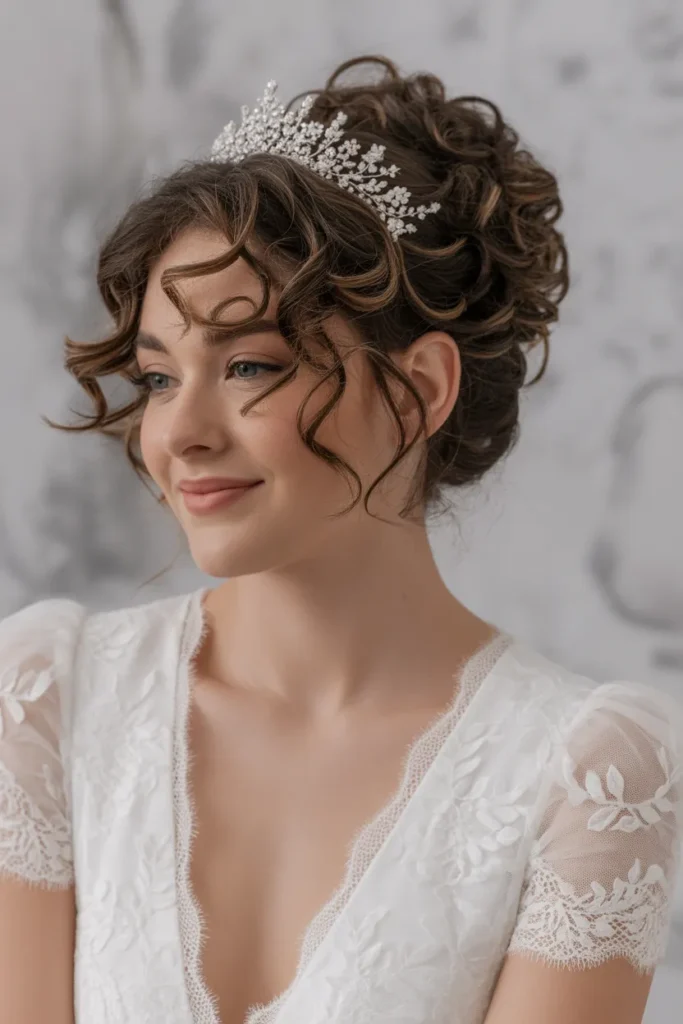 Curly Updo with Tiara