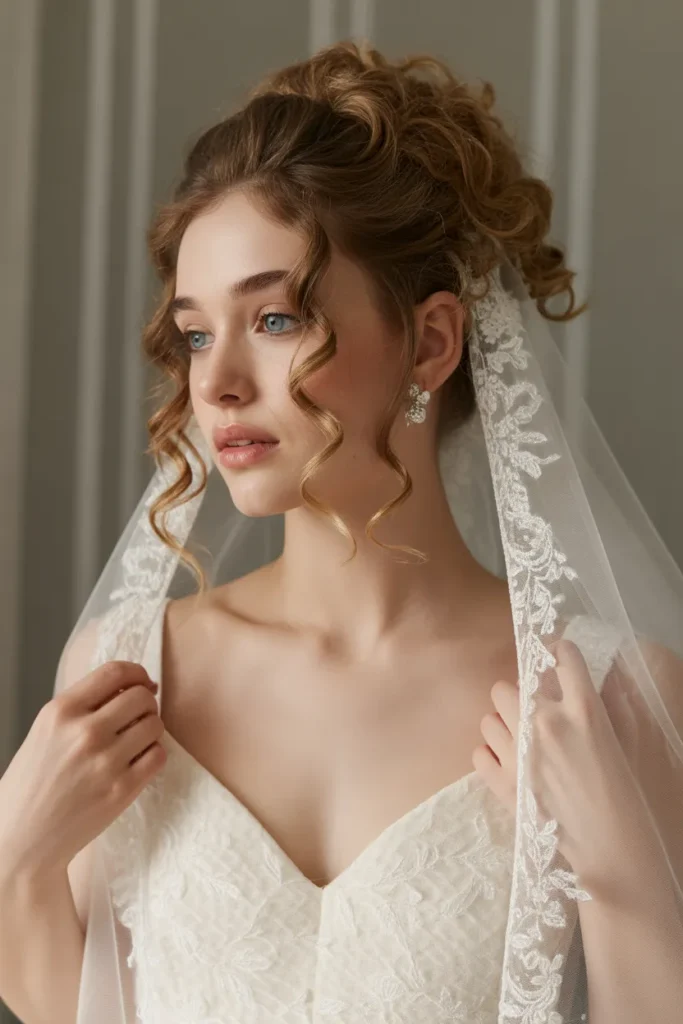 Curly Updo with Veil