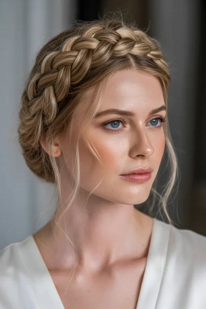 Dutch Braid Crown with Loose Ends