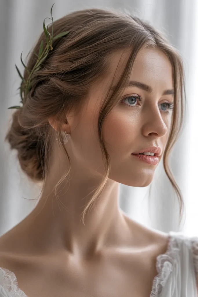 Ethereal Loose Updo with Hair Vine