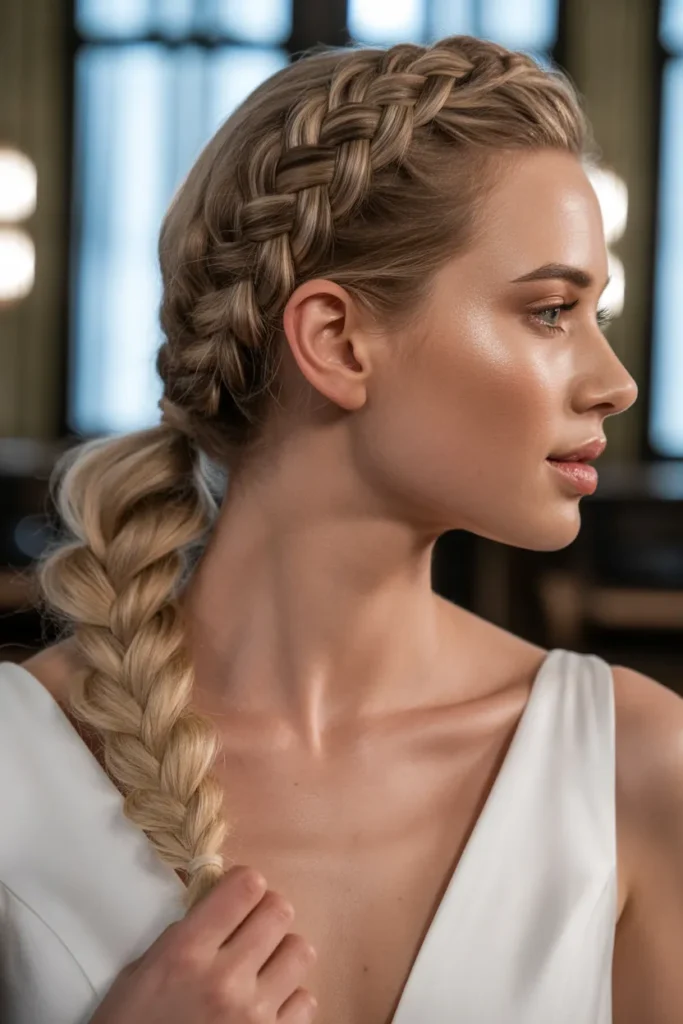 French Braid Low Ponytail