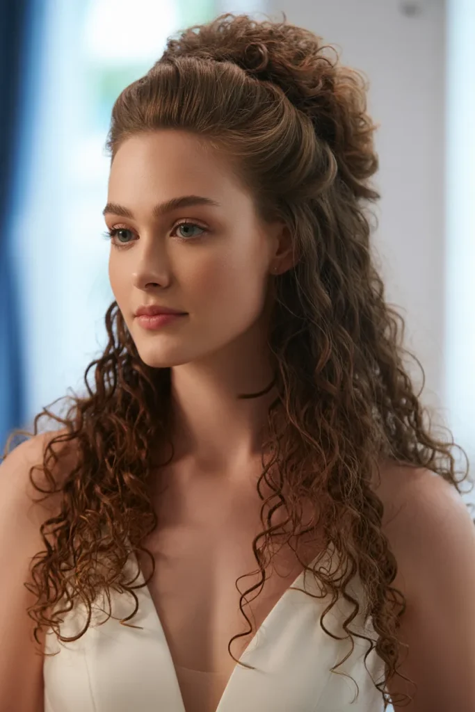 Half-Up Curly Style with Volume
