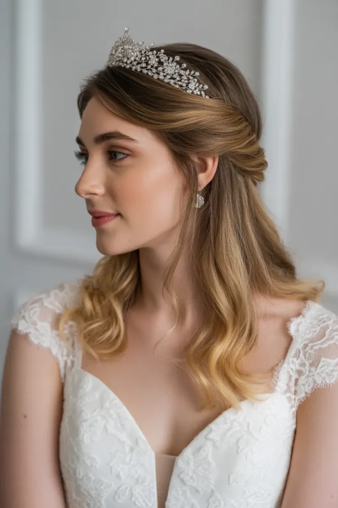 Half-Up Princess Waves with Tiara