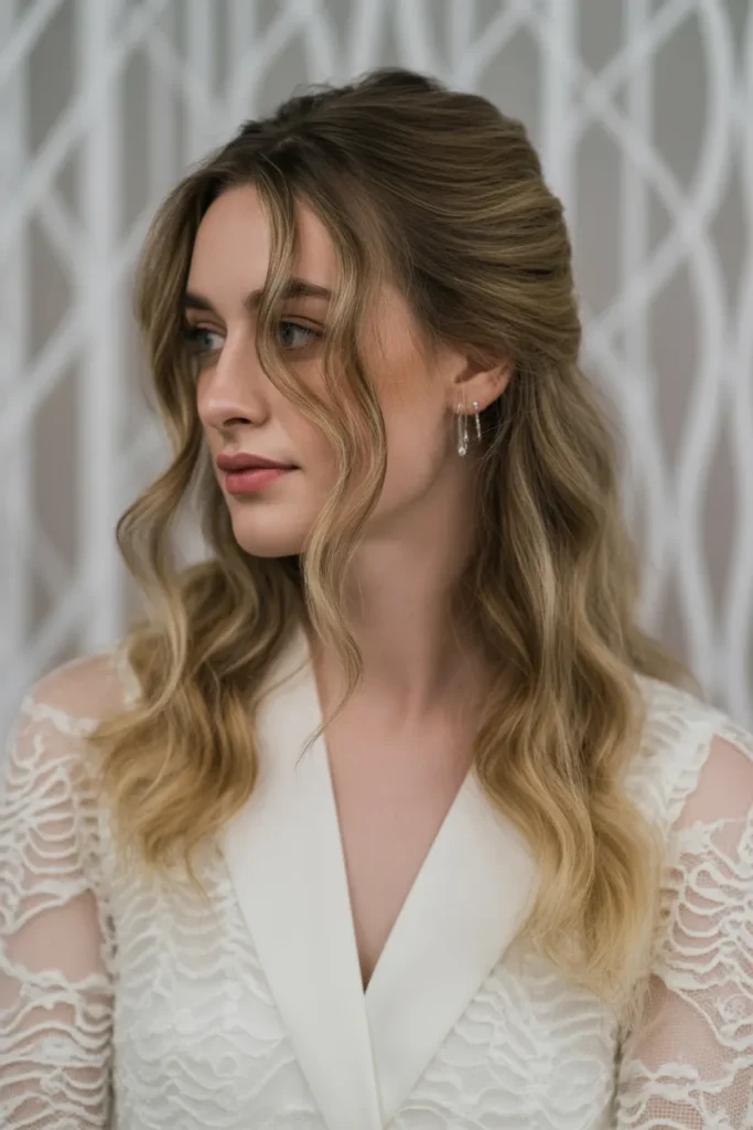 Half-Up Waves with Curtain Bangs