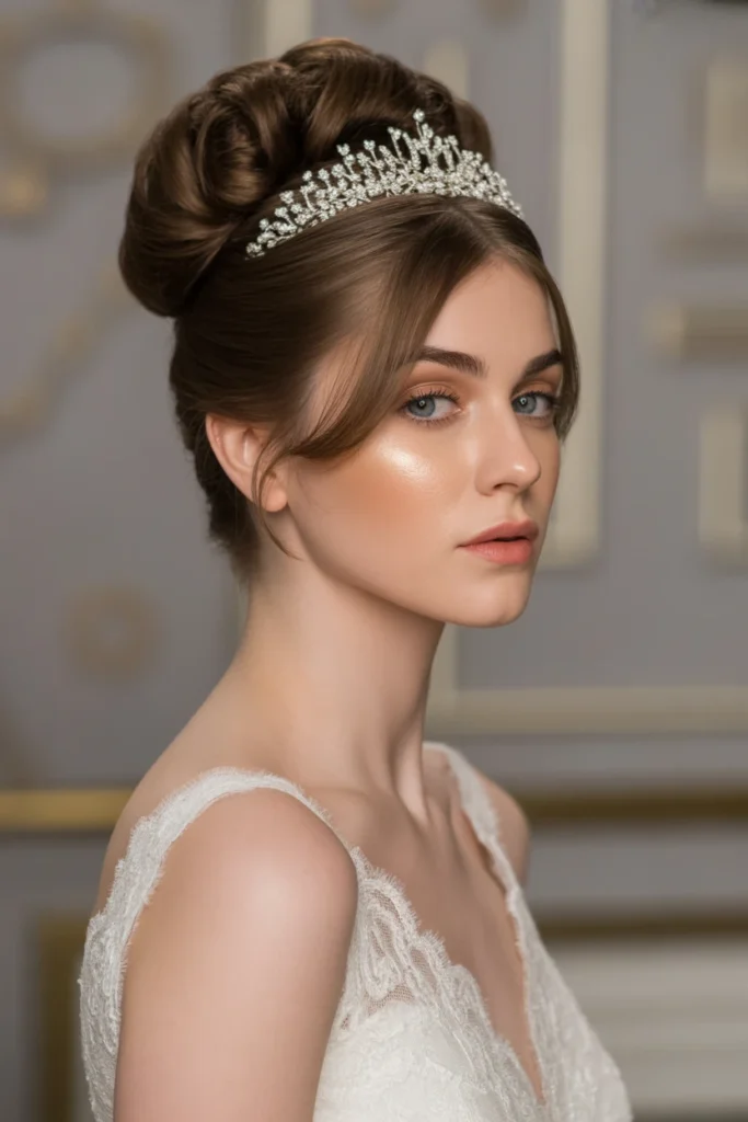 High Elegant Bun with Tiara