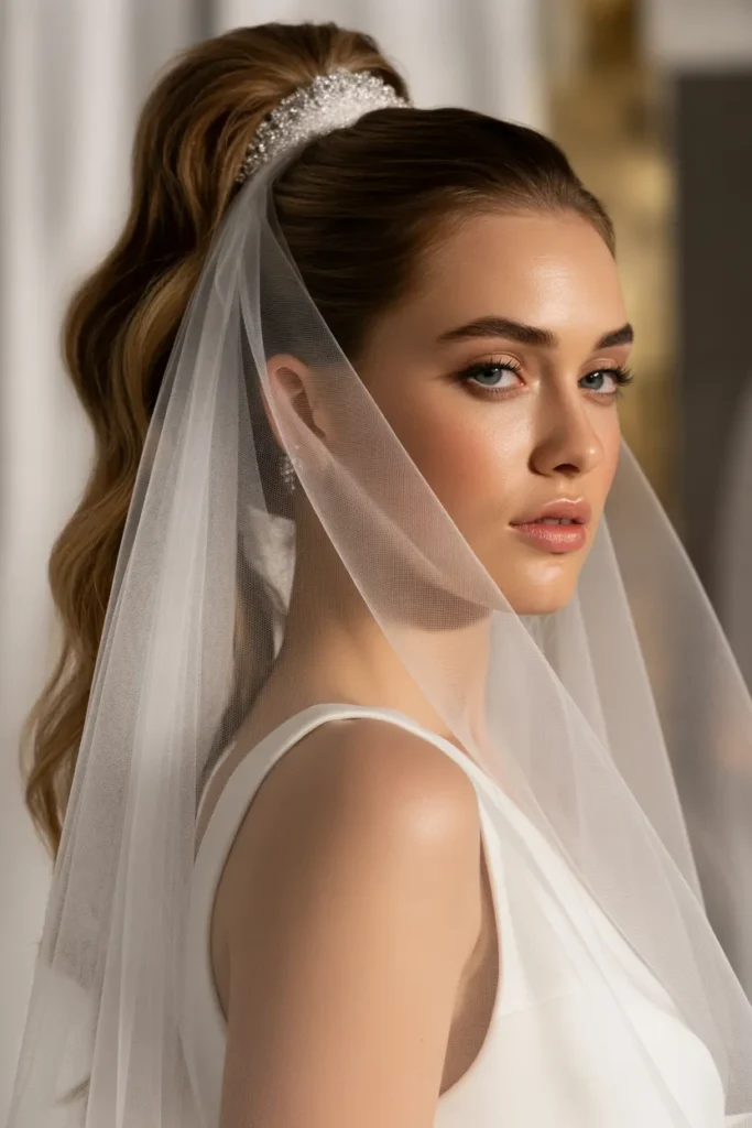 High Ponytail with Veil