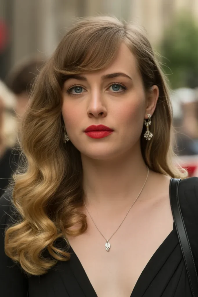 Hollywood Waves with Side-Swept Bangs